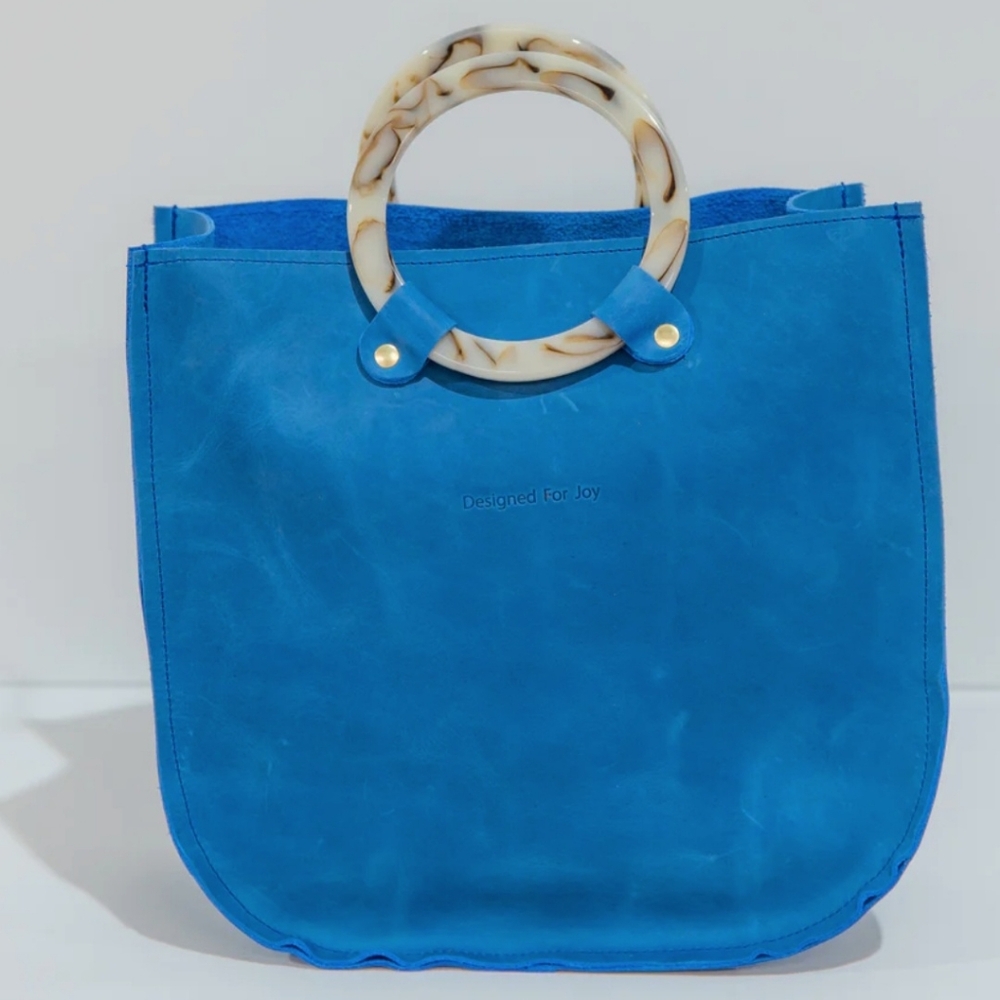 Joy Louise | Leather Top Handle Tote Bag | Handcrafted Large